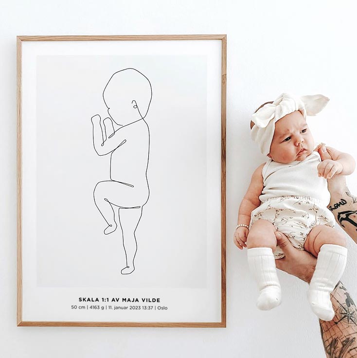 Minimalistisk fødselsplakat som passer perfekt til ethvert hjem