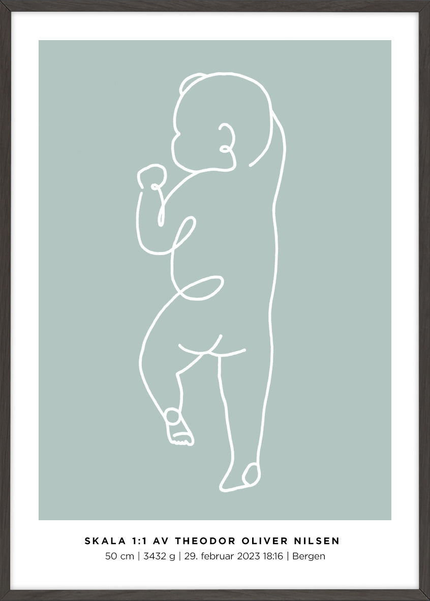 Fødselsplakat i skala 1:1 â bevar minnene fra barnets første dager